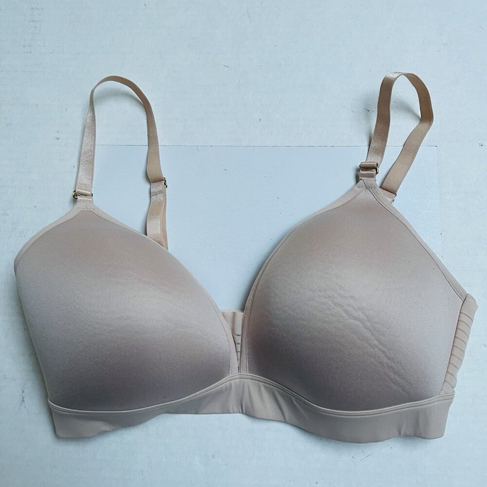 Thirdlove 24/7 Seamless Stripe Wireless Lined T shirt Bra Womens 34 D Neutral